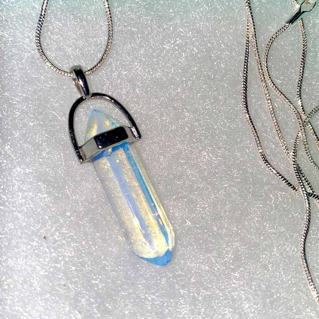 Boho Natural Opal Drop Sterling Silver 24” Necklace